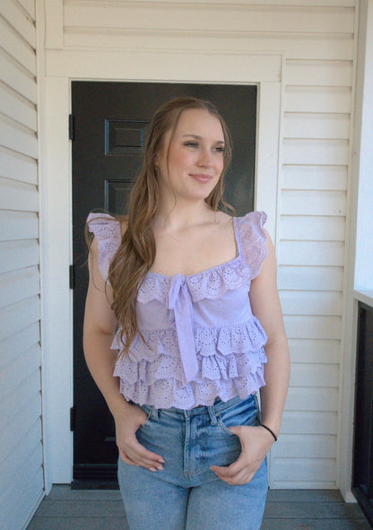 Lucy Lavender Ruffle Top