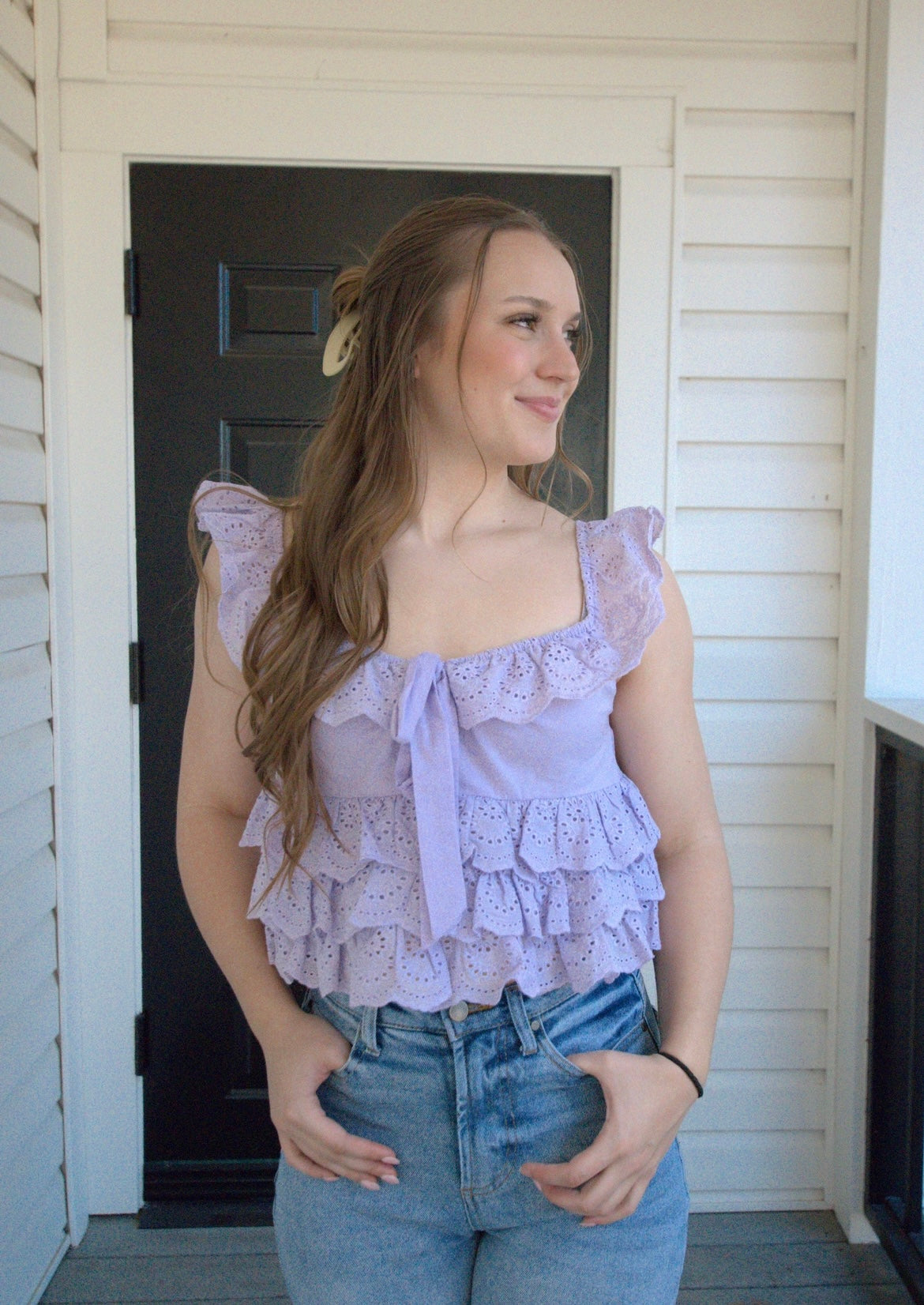 Lucy Lavender Ruffle Top