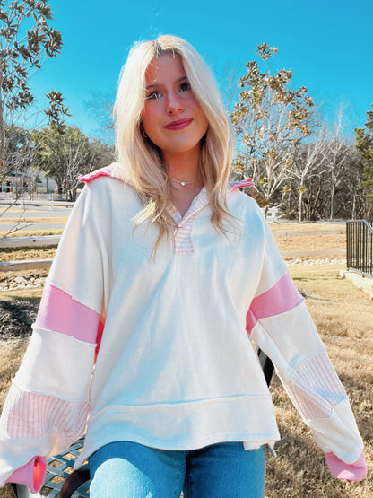 MILLIE PINK & WHITE PULLOVER