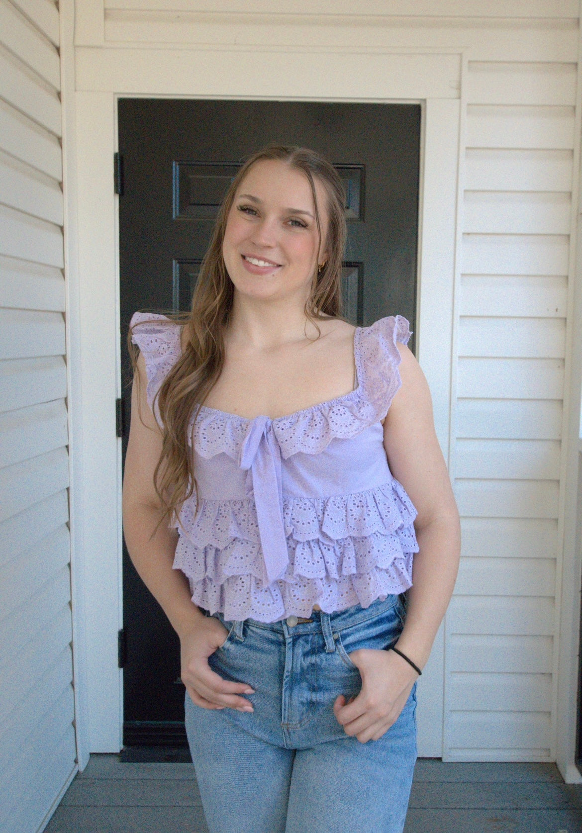 Lucy Lavender Ruffle Top