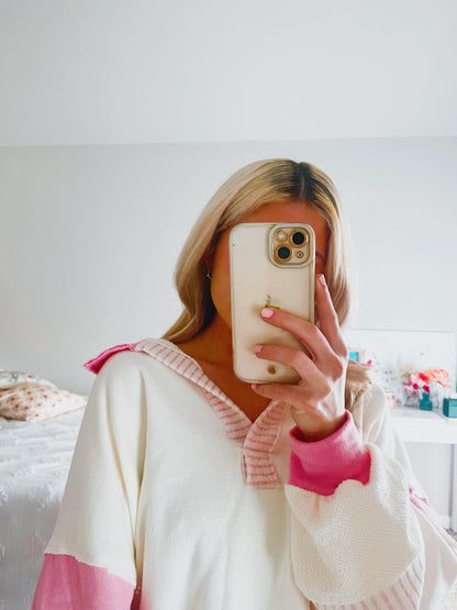 MILLIE PINK & WHITE PULLOVER